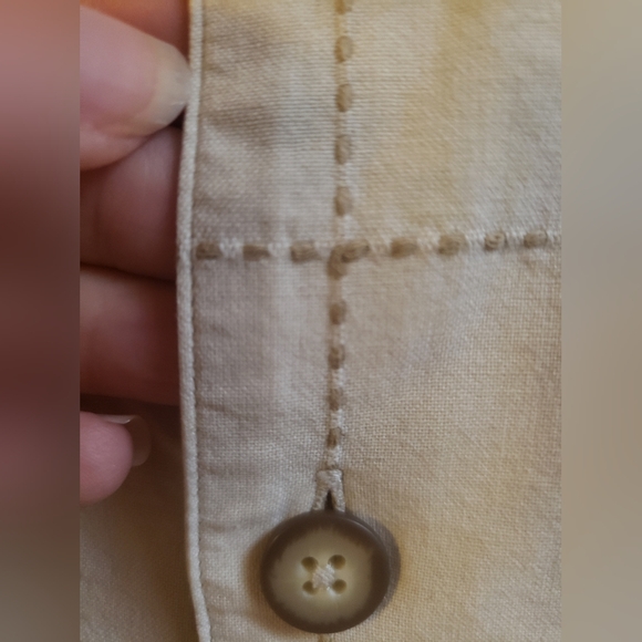 AXIS LA Camp Shirt Men's 2XT Button Down Casual Square Stitching Beige Cotton - Picture 5 of 10